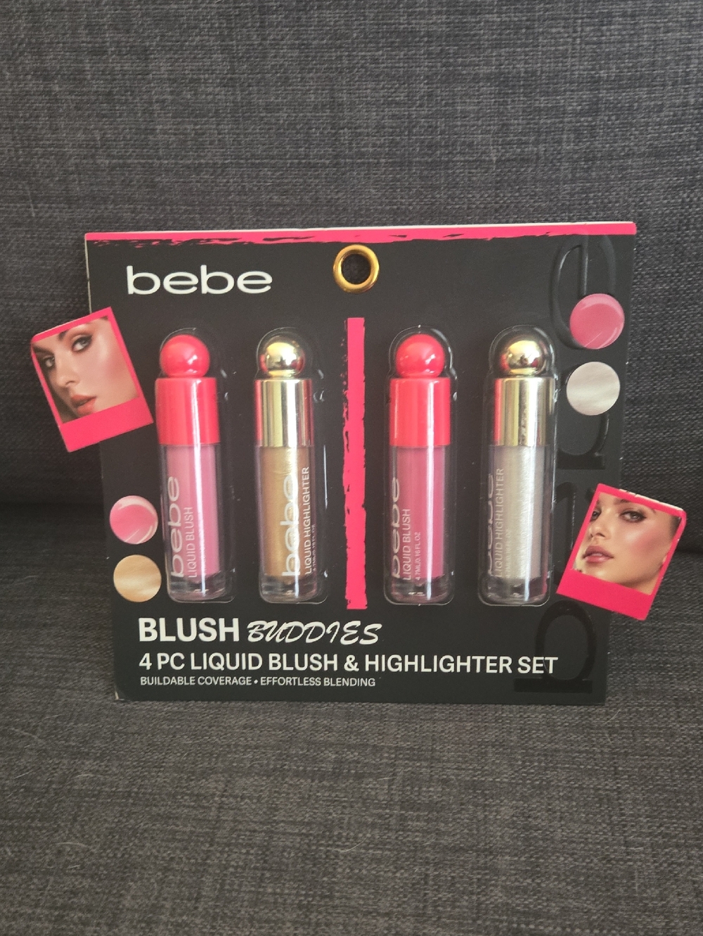 bebe 4-Piece Liquid Blush & Highlighter Set — Pink and Champagne
